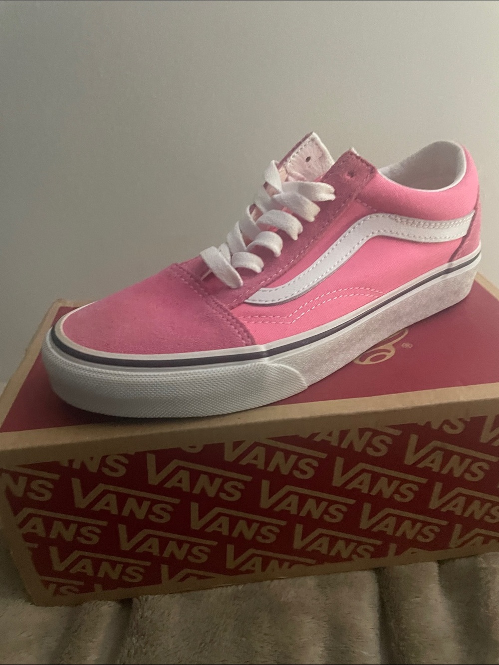 Vans Pink Old Skool Skate Shoes with White Stripe